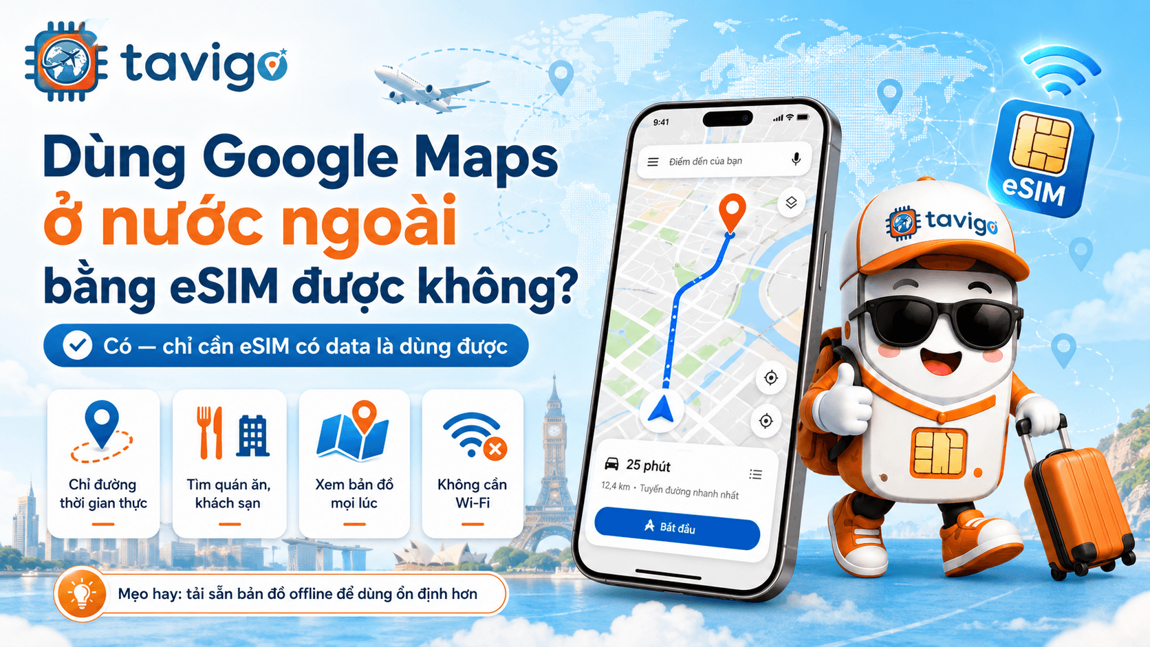 Dùng Google Maps ở nước ngoài bằng eSIM được không?